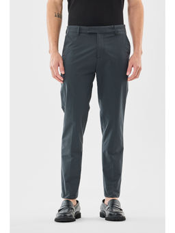 Snitch - Men Dark Grey Solid Slim Casual Trouser