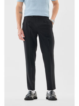 Snitch - Men Black Plain Straight Formal Trouser