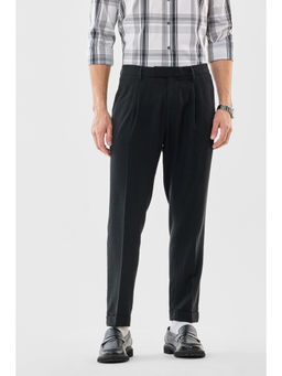 Snitch - Men Black Plain Regular Formal Trouser