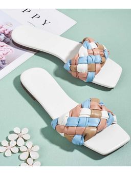 Shoetopia - Women White Braided Open Toe Flats