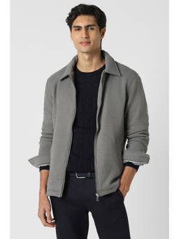 Peter England - Men Grey Solid Casual Jacket
