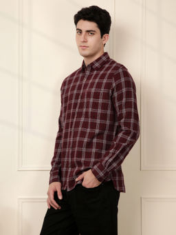 WROGN - Full Sleeve Checked Shirt in Maroon