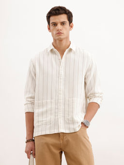 WROGN - Comfort Fit Striped Off White Shirt