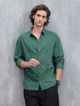WROGN - Green Striped Oversized Shirt For Men