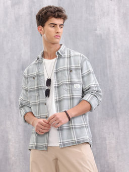 WROGN - Comfort Fit Double Pocket Checks grey Shirt