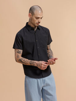 WROGN - Solid Half Sleeve Cotton Shirt