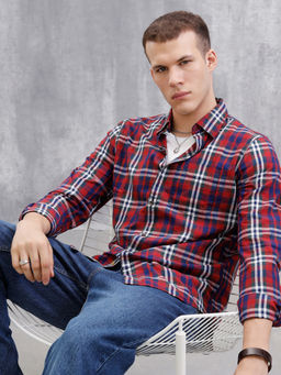 WROGN - Pure Cotton Checkered Red Shirt