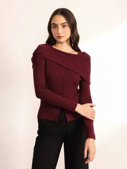 Kazo - Women Maroon Sunspot Winter Top