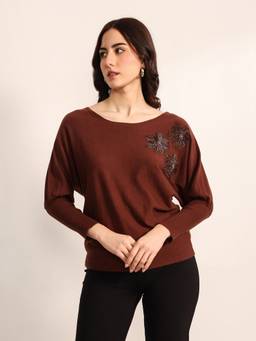 Kazo - Women Brown Espresso Winter Top