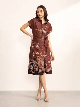 Kazo - Women Brown Memento Midi Dress