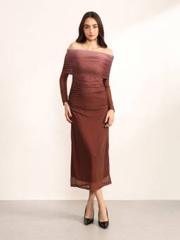 Kazo - Women Brown Ombre Midi Dress