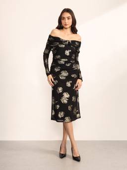 Kazo - Women Black Fallon Midi Dress
