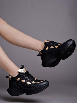Shoetopia - Daily Wear Casual Black Sneakers for Women