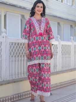Autumnlane - Aranya Lapis Ikat Printed Cotton Kurti with Pant (Set of 2)