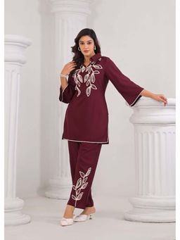 Autumnlane - Raagvi Berry Embroidered Kurti with Pant (Set of 2)