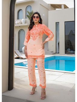 Autumnlane - Raagvi Scarlet Cotton Kurti with Pant (Set of 2)