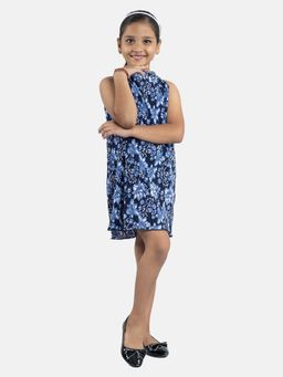 KiddoPanti - Navy Blue Girls Pleated Dress