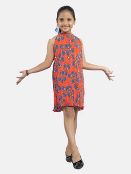 KiddoPanti - Navy Blue Girls Pleated Dress