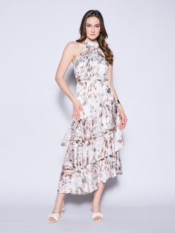 Lipsy - Multi-color Printed Tiered Halter Midi Dress