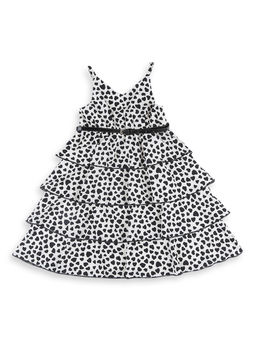 Nautinati - Black & White Coloured Printed Westernwear Girls Dress