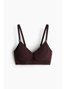 H&M - Women Brown Mama Seamless Padded Cotton-Blend Nursing Bra