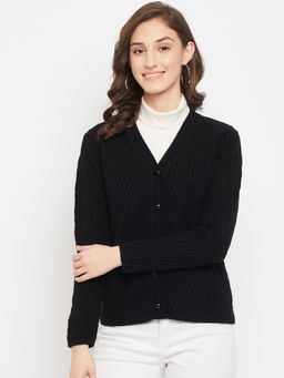 Madame - Self Design Black Cardigan