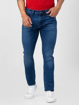 Spykar - Men Mid Blue Cotton Slim Fit Narrow Length Jeans (Skinny)