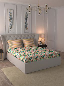 MYTRIDENT - Dahlia Moments Bedsheet with Pillow Covers (Queen)