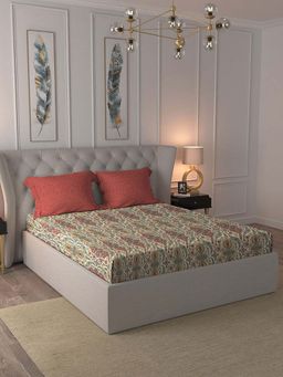 MYTRIDENT - Feza Beige Bedsheet with Pillow Covers (Double)