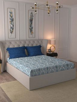 MYTRIDENT - Gulnaz Blue Bedsheet with Pillow Covers (Double)