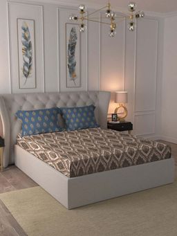 MYTRIDENT - Noor Beige Bedsheet with Pillow Covers (Double)