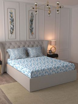 MYTRIDENT - Shabnam Blue Bedsheet with Pillow Covers (Double)
