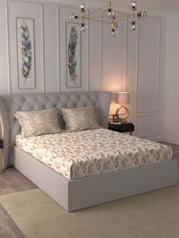 MYTRIDENT - Shabnam Brown Bedsheet with Pillow Covers (Double)