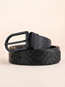 Louis Stitch - Mens Formal Black and Brown Textured Reversible Belt