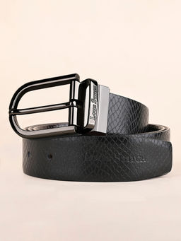 Louis Stitch - Mens Formal Black and Brown Textured Reversible Belt