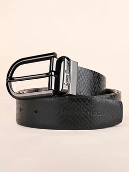 Louis Stitch - Mens Formal Black and Brown Textured Reversible Belt