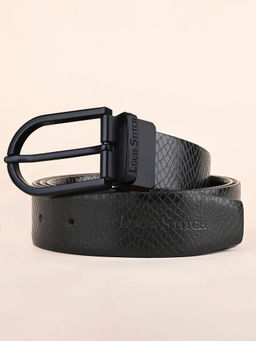 Louis Stitch - Mens Formal Black and Brown Textured Reversible Belt