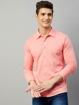 GRITSTONES - Men Coral Full Sleeve Solid Knitted Shirt