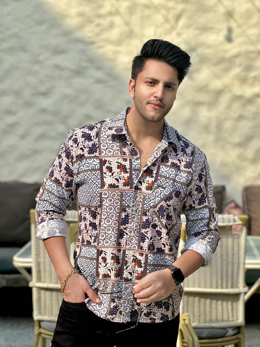 GRITSTONES Men Multi-Color Boho Print Casual Rayon Shirt