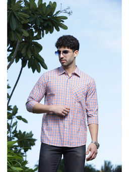 GRITSTONES - Men Orange Checks Shirt