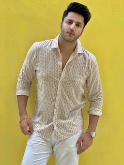 GRITSTONES - Men White Printed Shirt