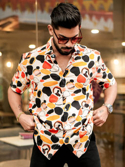 GRITSTONES - Men Amoeba Multi-Color Print Shirt