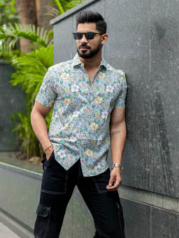 GRITSTONES - Men Multi-Color Half Sleeve Floral Shirt