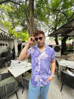 GRITSTONES - Men Purple Monsoon Dyed Rayon Shirt