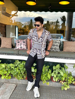 GRITSTONES - Men Boho Half Sleeve Rayon Shirt