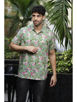 GRITSTONES - Men Green Floral Printed Shirt