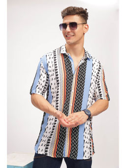 GRITSTONES - Men Spectrum White Rayon Shirt