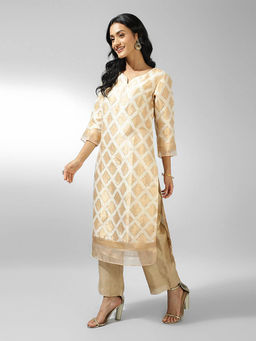 Fabindia - Natural Viscose Blend Cutwork Long Kurta