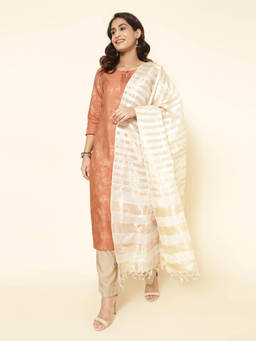 Fabindia - Natural Silk Blend Striped Dupatta