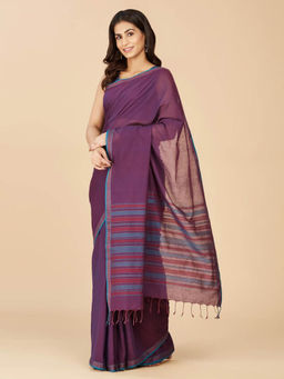 Fabindia - Indigo Cotton Hand Woven Saree without Blouse
